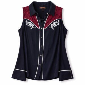 Shyanne Country Western Shirt, Size S, Black Red